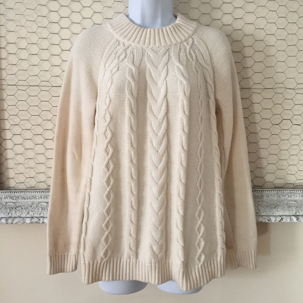 TALBOTS Women's Ivory Sweater Wide Crewneck Size S